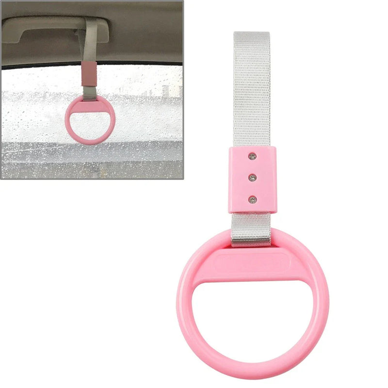 Train Bus - Silver & Pink PVC Plastic Round Ring Handle Strap