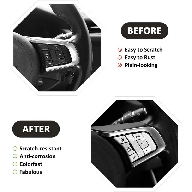 Jaguar F-Pace, F-TYPE, XE, XF Silver Alloy Steering Wheel Button Cover Trim (2016-2023)