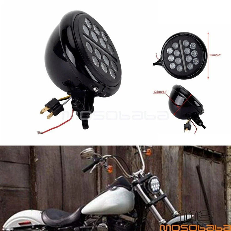 Harley Softail, Street Glide, Sportster 5.75" LED Headlight & Headlamp Bucket