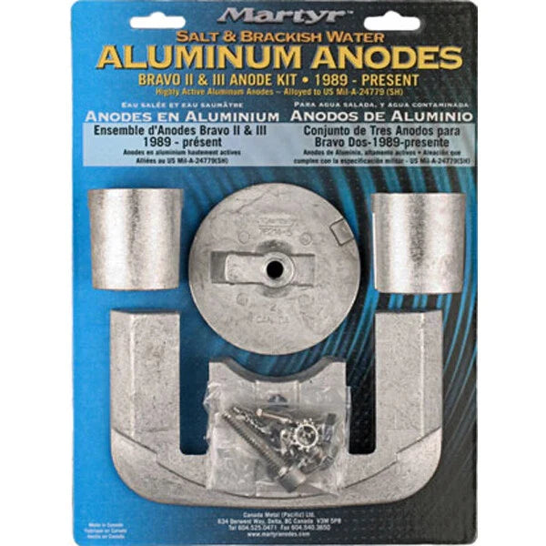 Mercury Bravo Gen 2 / 3 Bravo2 1989+ / Bravo3 1989-2003 Anode Alloy Kit