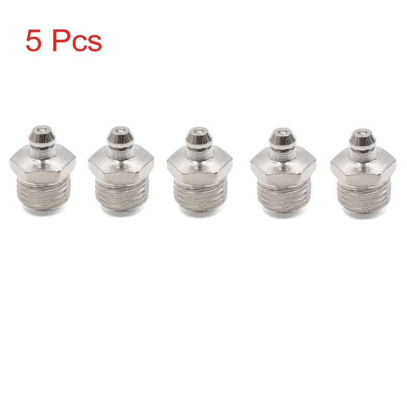 Motorcycle Car 5pcs 1/4" Nickel Plated Straight Grease Nipple Fitting
