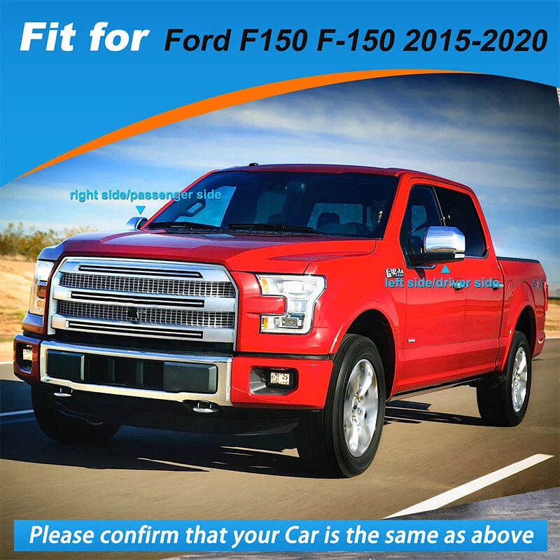 Ford F150 - Chrome Overlay Top Half Side Mirror Covers (2015-2020)