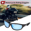 1 x Motorcycle Riding Goggles Blue Lens Black Frame Tri-acetel Cellulose PC