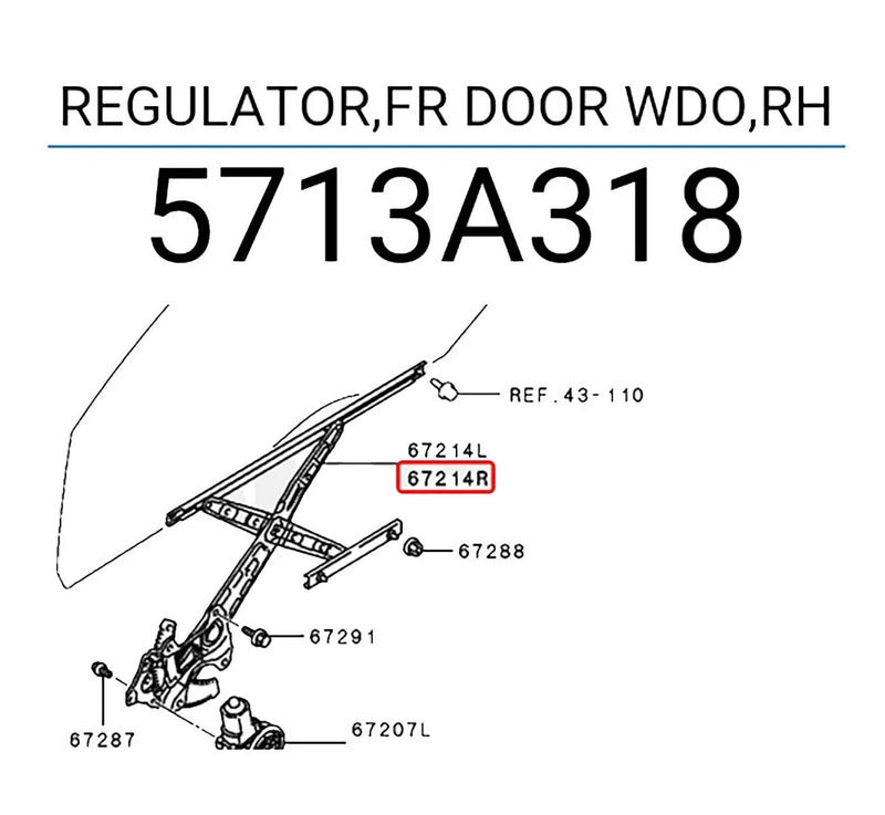 Mitsubishi Mirage Hatchback Door Window Regulator (2013-2022)