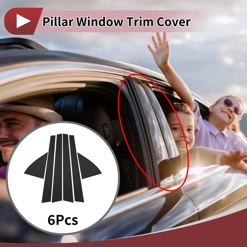 Honda Civic (1992-1995) Black 6 Pcs Car Door Pillar Window Trim