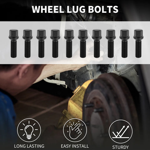 Volkswagen & Porsche 10 x M14x1.5mm Ball Seat Wheel Lug Bolts