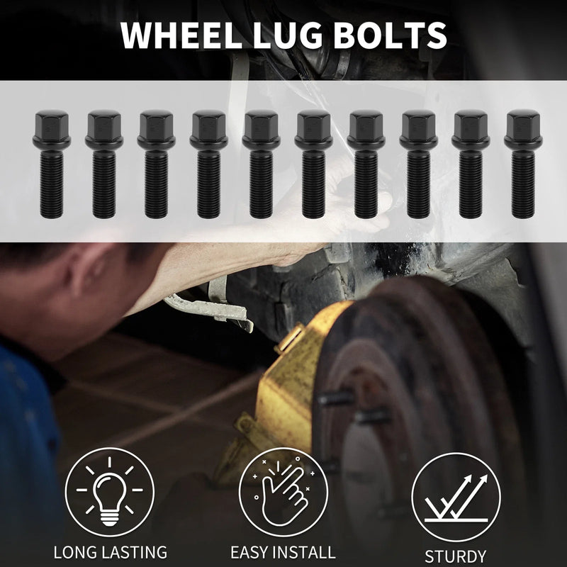 Volkswagen & Porsche 10 x M14x1.5mm Ball Seat Wheel Lug Bolts