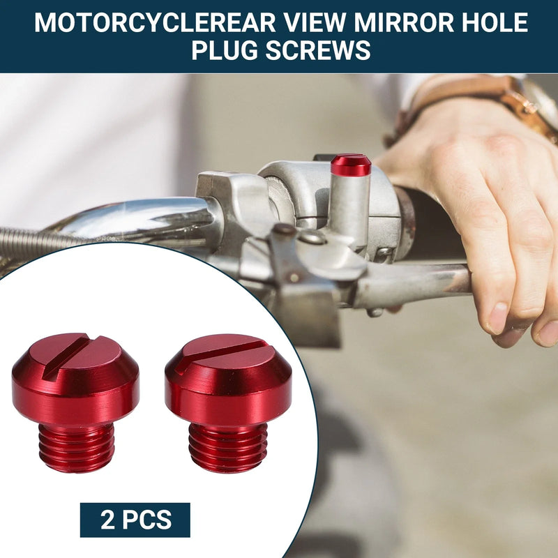 Motorcycle 2 x Regular And Reverse Rear View Mirror Screws M8x1.25 Red
