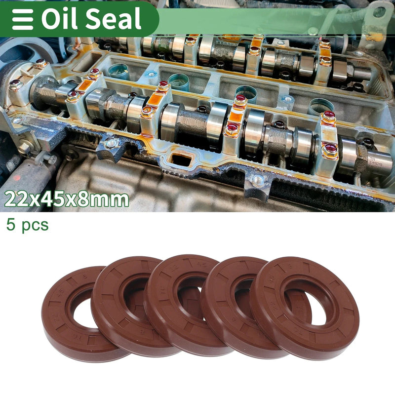 Make Model Oil Seal 22x45x8mm Brown 5 Pcs