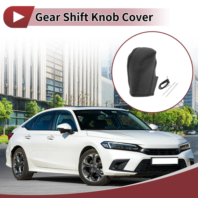Honda Fit (2021-2023) Black Faux Leather Car Gear Shift Knob Cover