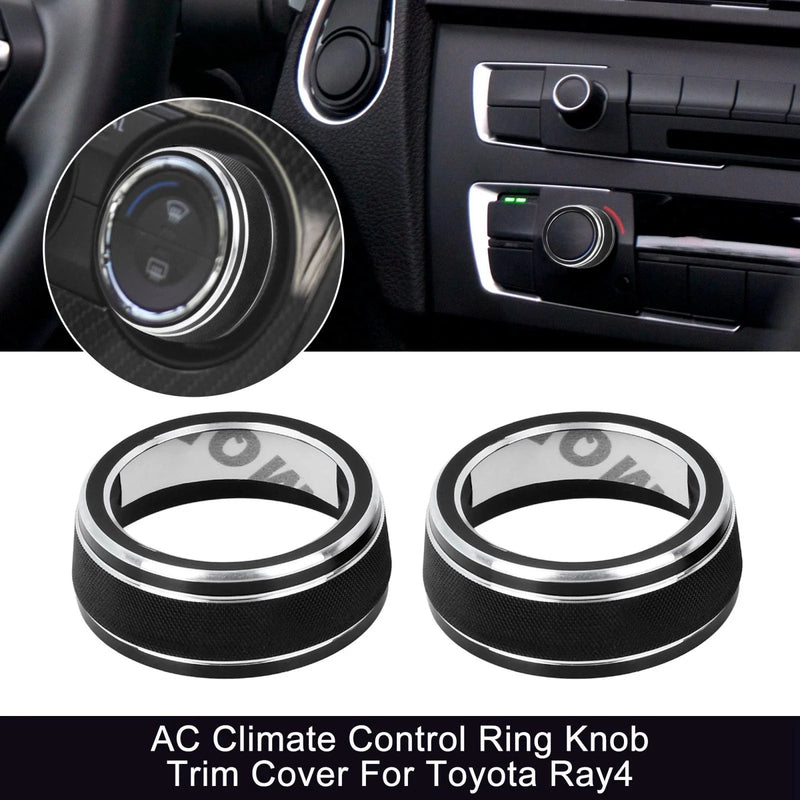 Toyota RAV4 2 x Black Car AC Climate Control Ring Knob Trim Cover (2019–2020)
