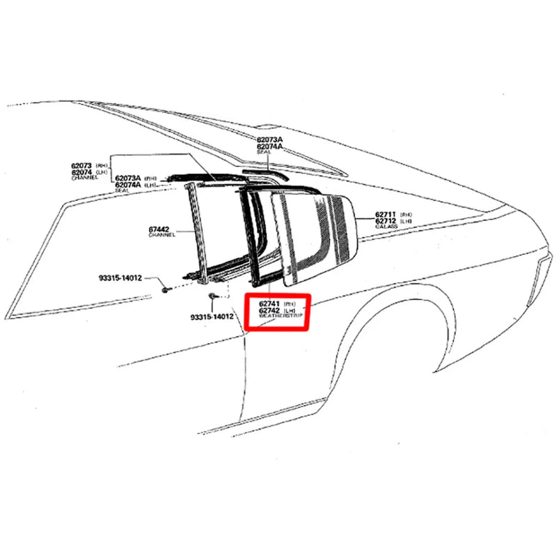 Toyota Celica Liftback 1973-1977 Quarter Window Weatherstrip