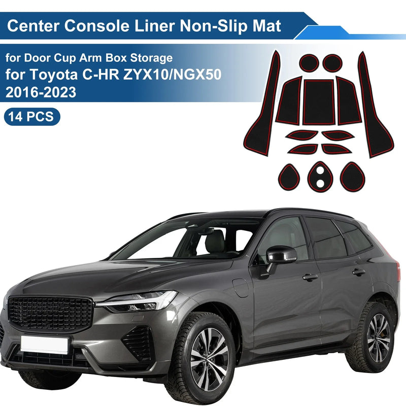 Toyota C-HR ZYX10 / NGX50 (2016-2023) - 14 Pcs Red PVC Non-Slip Mat Set