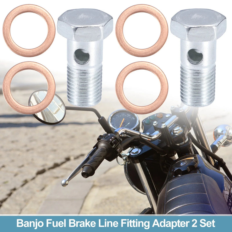 Motorcycle 2 x M14x1.5 35mm Hollow Screws with Washers