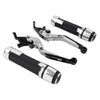 Kawasaki ER6F ER6N Silver Adjustable Brake Clutch Lever Grip Set (2006-2016)