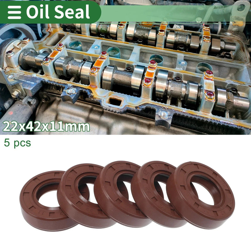 Oil Seal / 22x42x11mm / Rotary Shaft Seal FKM Rubber Brown 5 Pcs