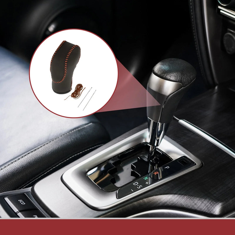 Ford Fusion (2013-2016) Black Brown Faux Leather Car Gear Shift Knob Cover