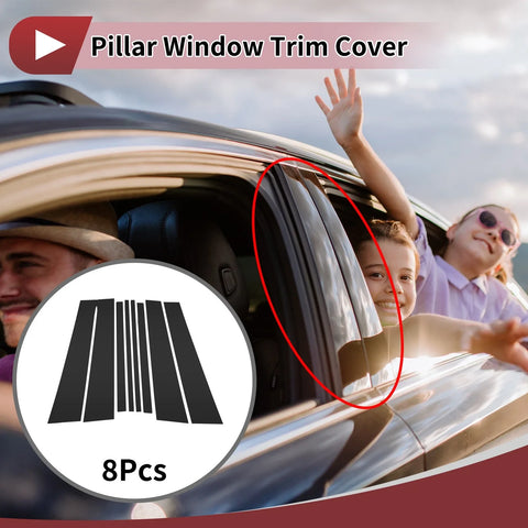 Lexus LX570 Black Door Pillar Window Trim 8 Pcs (2007-2013)