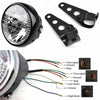 Harley Honda 7" 35W Amber Headlight Turn Signal Light Mount Bracket