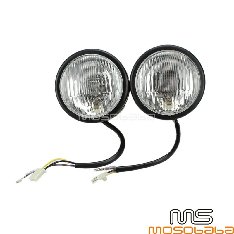 Honda Harley Cafe Racer 4" Black Dual Round Headlight