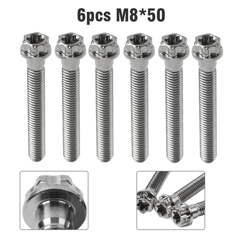 Motorcycle Bike 6pcs M8x50mm Titanium Torx Head Flange Screws