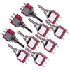 Various Applications 10 x Red 3 Pin ON-OFF-ON Mini Toggle Switch (125V-250V)