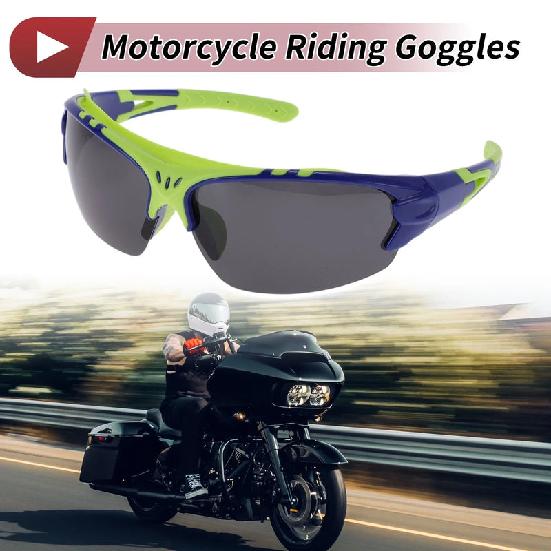 Make Model 1 Pc Motorcycle Riding Goggles Gray Lens Blue Green Frame UV400