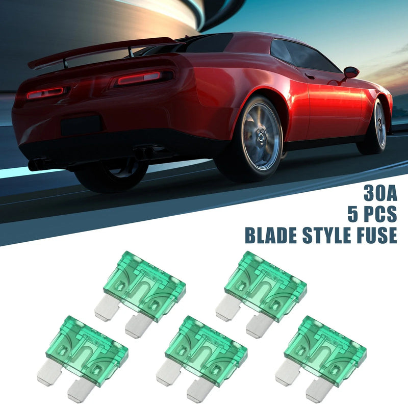Car Boat Truck SUV Motorcycle Green 5pcs Blade Style Fuses 30A