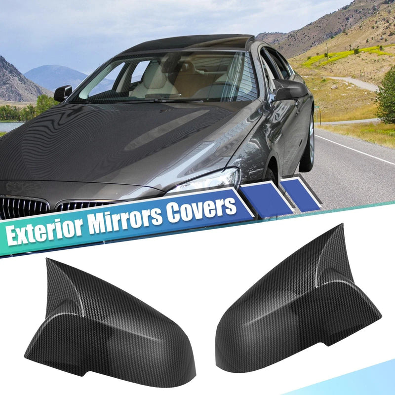 BMW Pair Door Wing Rearview Side Mirror Cover Cap Carbon Fiber Pattern