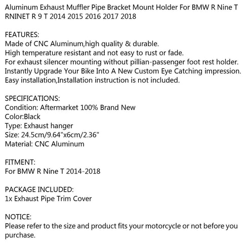 BMW R Nine T R9T CNC Exhaust Bracket (2014-2018)