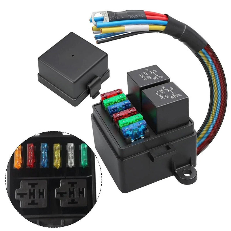 Truck RV Marine Fuse Box 6-Circuit 2 Relays Electrical