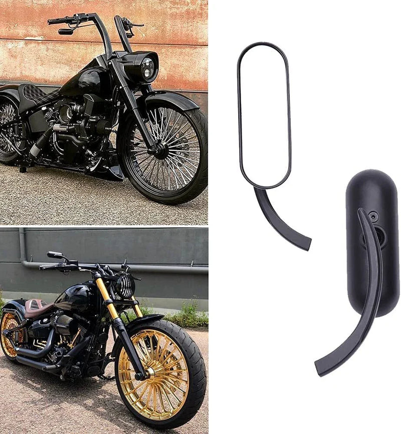 Harley Softail Sportster Black Billet Mini Oval Motorcycle Mirrors