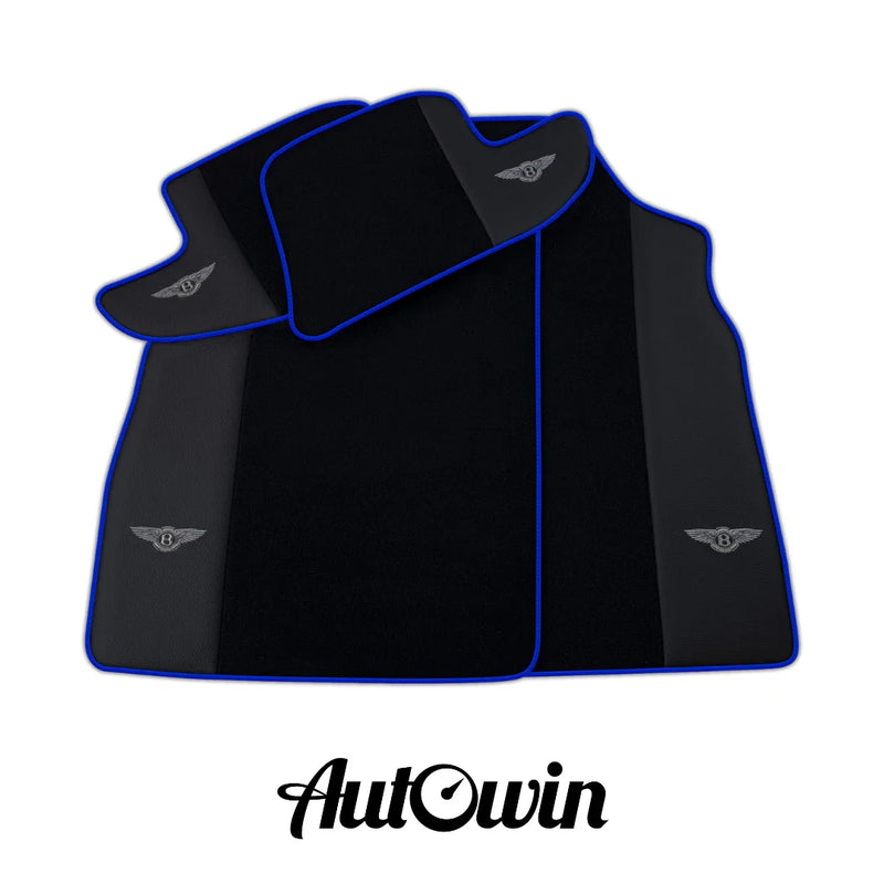 Bentley Continental GT (2011-2018) - Dark Blue Trim AutoWin Black Floor Mats