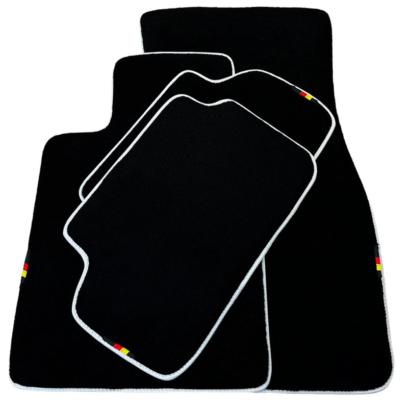 BMW 6 Series F13 Coupe 2011-2018, 2 x White Trim Black Floor Mats