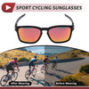 Motorcycle Riding Goggles Red Lens Black Frame PC Cycling Sunglasses UV400