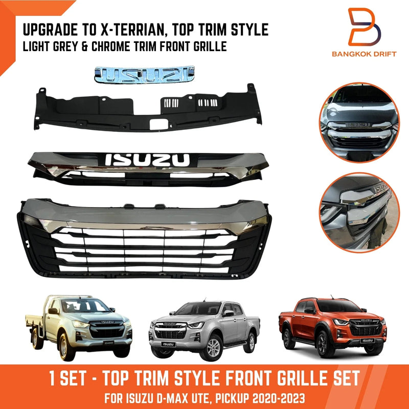 Isuzu D-Max Ute Light Grey Chrome Front Grille Upgrade (2020-2023)