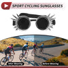 1 x Motorcycle Riding Goggles Black Lens Bright Silver Frame Glass ABS