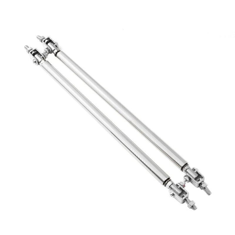 Universal Silver Adjustable Front Bumper Lip Splitter Strut Rod (No Year)