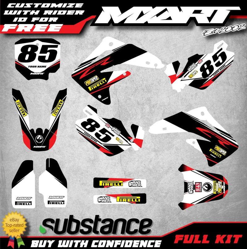 Honda CR 85 EURO RED Stickers Custom Graphics Full Kit (2002-2014)