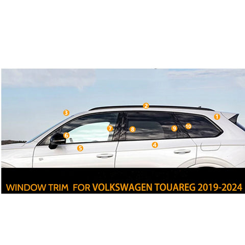 Volkswagen Touareg 10 x Chrome Black Window Strip Trims (2019-2024)
