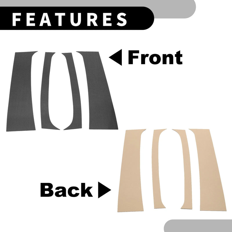 Dodge Ram 1500 (1994-2001) Black Carbon Fiber 4 Pcs Car Pillar Window Trim