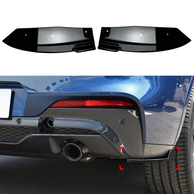 BMW X4 G02 M Sport (2018-2021) Gloss Black 2 x Rear Bumper Side Splitter Trim