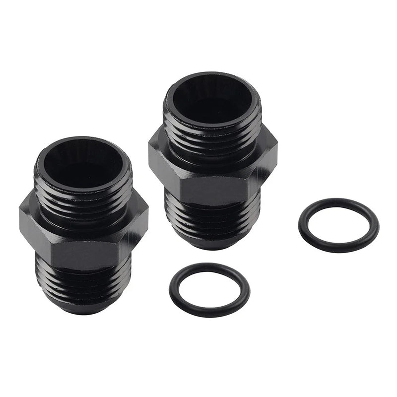 Black Aluminum AN12 Flare to 12AN ORB Male Fitting Adapter w/ O-Rings