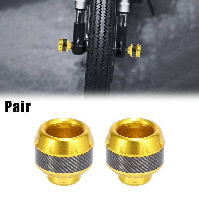 Make Model Pair 2 x Wheel Front Fork Sliders Protection Caps Gold Tone