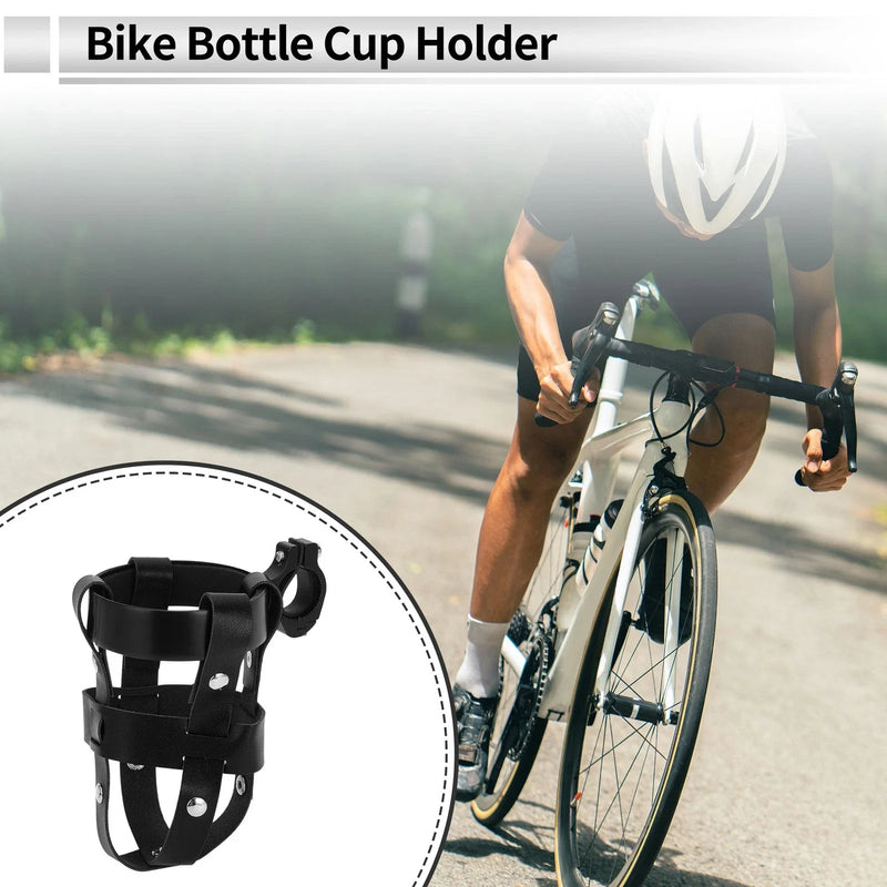 Motorcycle Bicycle Black PU Aluminum Alloy Cup Holder Universal