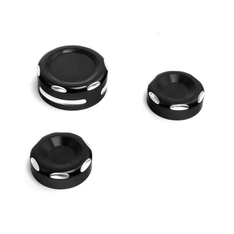 Harley Dyna Fat Bob FXDF Black Fork Stem Upper Nut Bolt Covers (2006-2017)