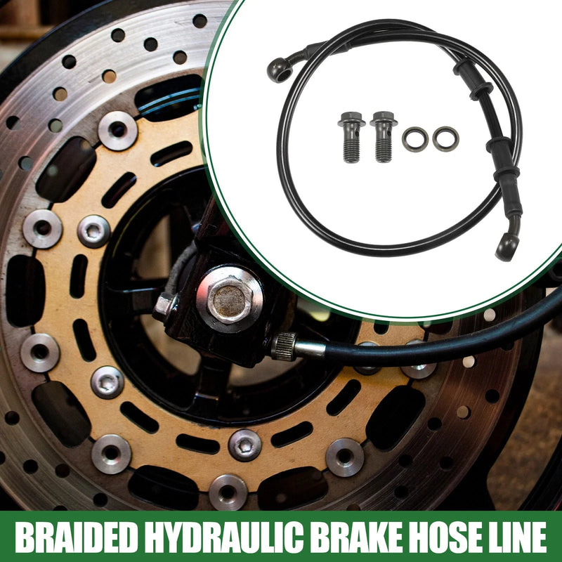 70cm Motorcycle Braided Hydraulic Brake Line Oil Hose Black Army Green