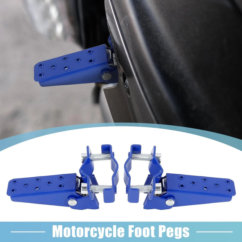 Bike 1 Pair 8mm Stainless Steel Motorcycle Rearset Fold Footrest Blue