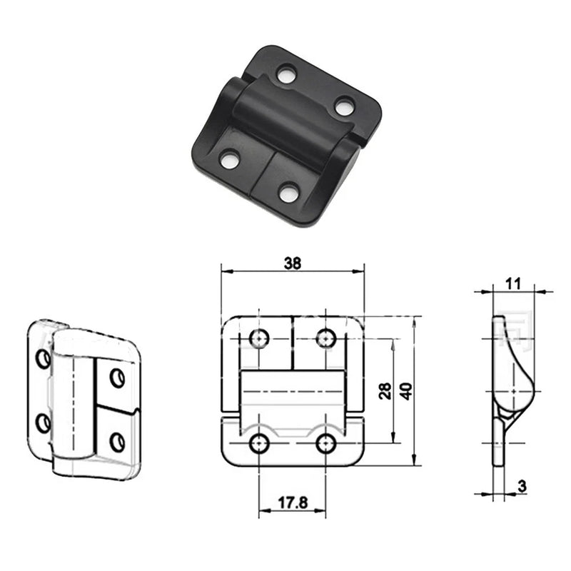 Constant Torque Hinge 1.0 N•m 1.57 X 1.50 Inch 4 Holes Black