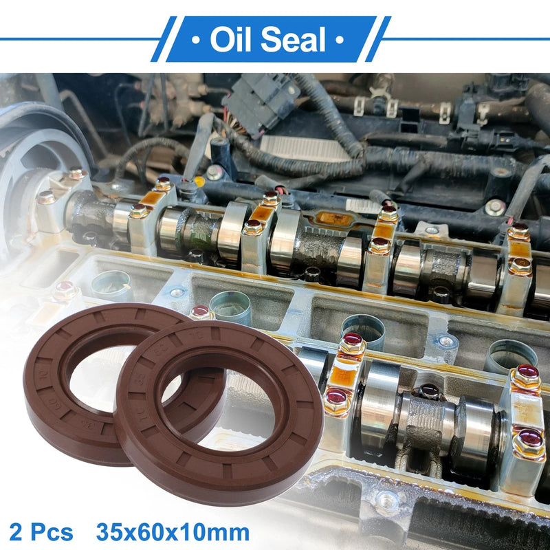 Oil Seal 2 x 35x60x10mm Brown FKM Rubber Rotary Shaft Seal